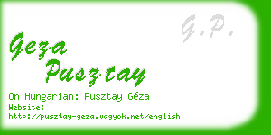 geza pusztay business card