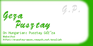 geza pusztay business card